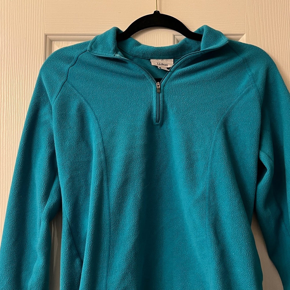 L.L. BEAN Quarter Zip Teal Blue Fleece Pullover Women's Small Warm Fall Winter